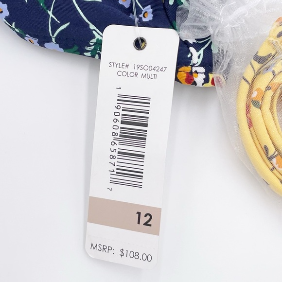 NEW Studio Anne Cole Women's Smocked Tab Bandeau One Piece Swimsuit Blue Size 12 - Picture 14 of 16